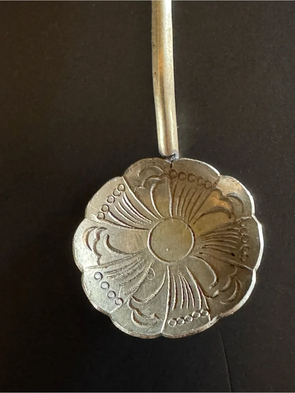 Antique Russian 84 Silver Engraved Floral Miniature Spoon 3”